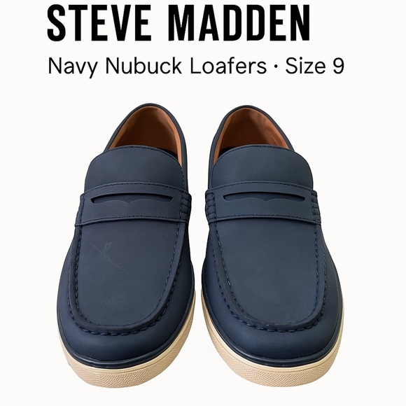 Steve Madden Navy Nubuck Loafers · Size 9 main image 7